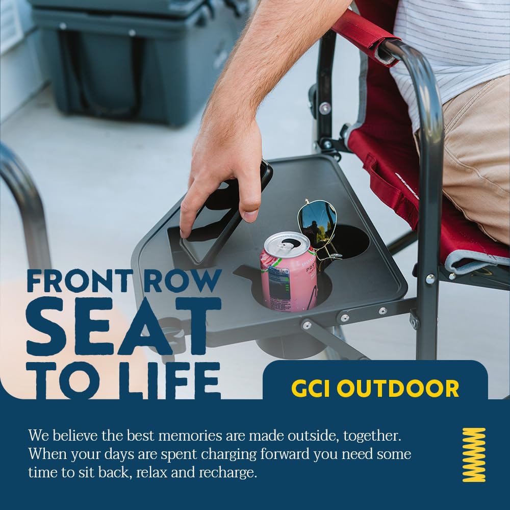 GCI Outdoor Freestyle Rocker XL beside a seated person highlighting generous size and capacity