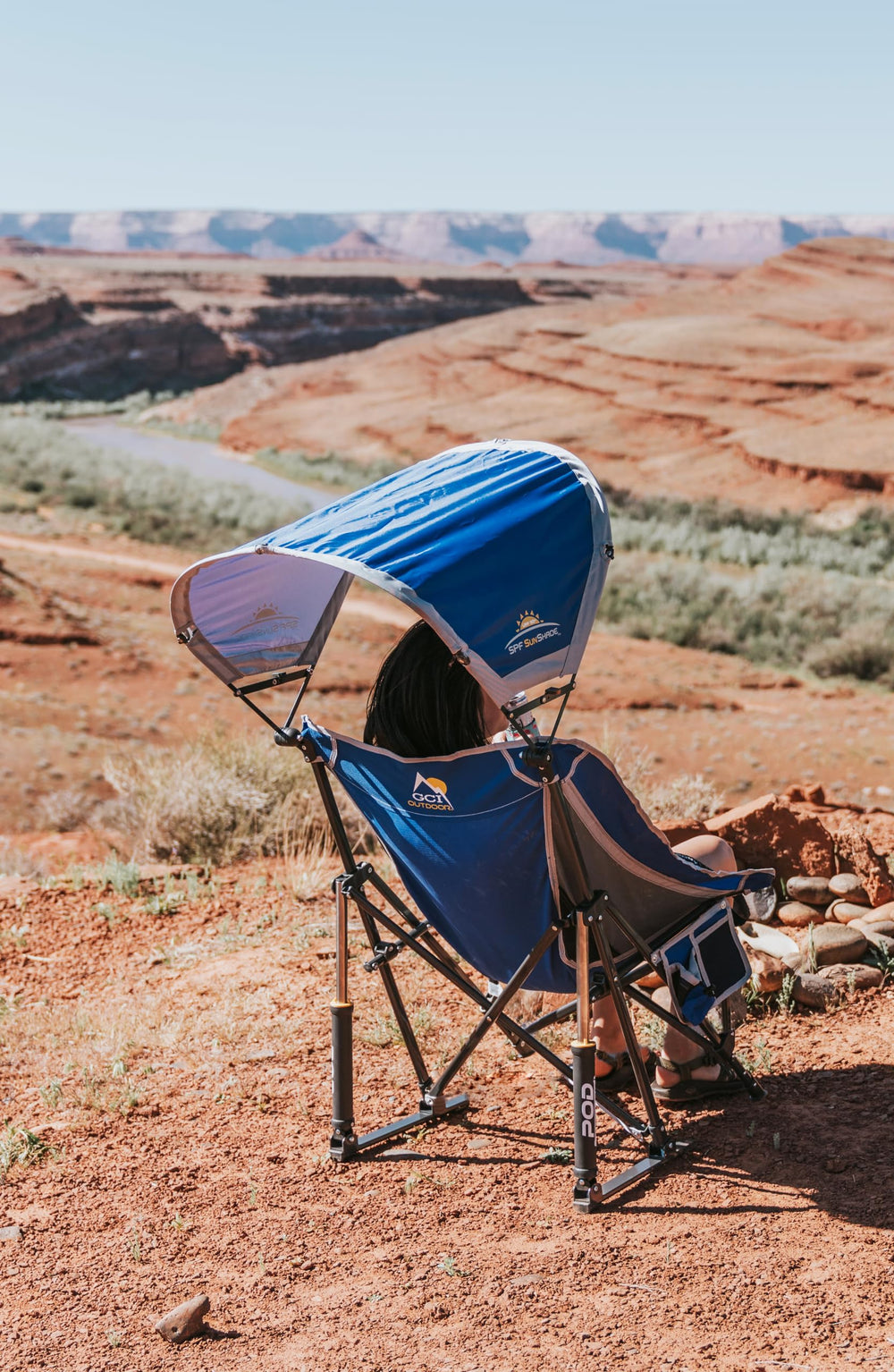 GCI Outdoor Pod Rocker in use on the beach demonstrating smooth rocking and relaxation