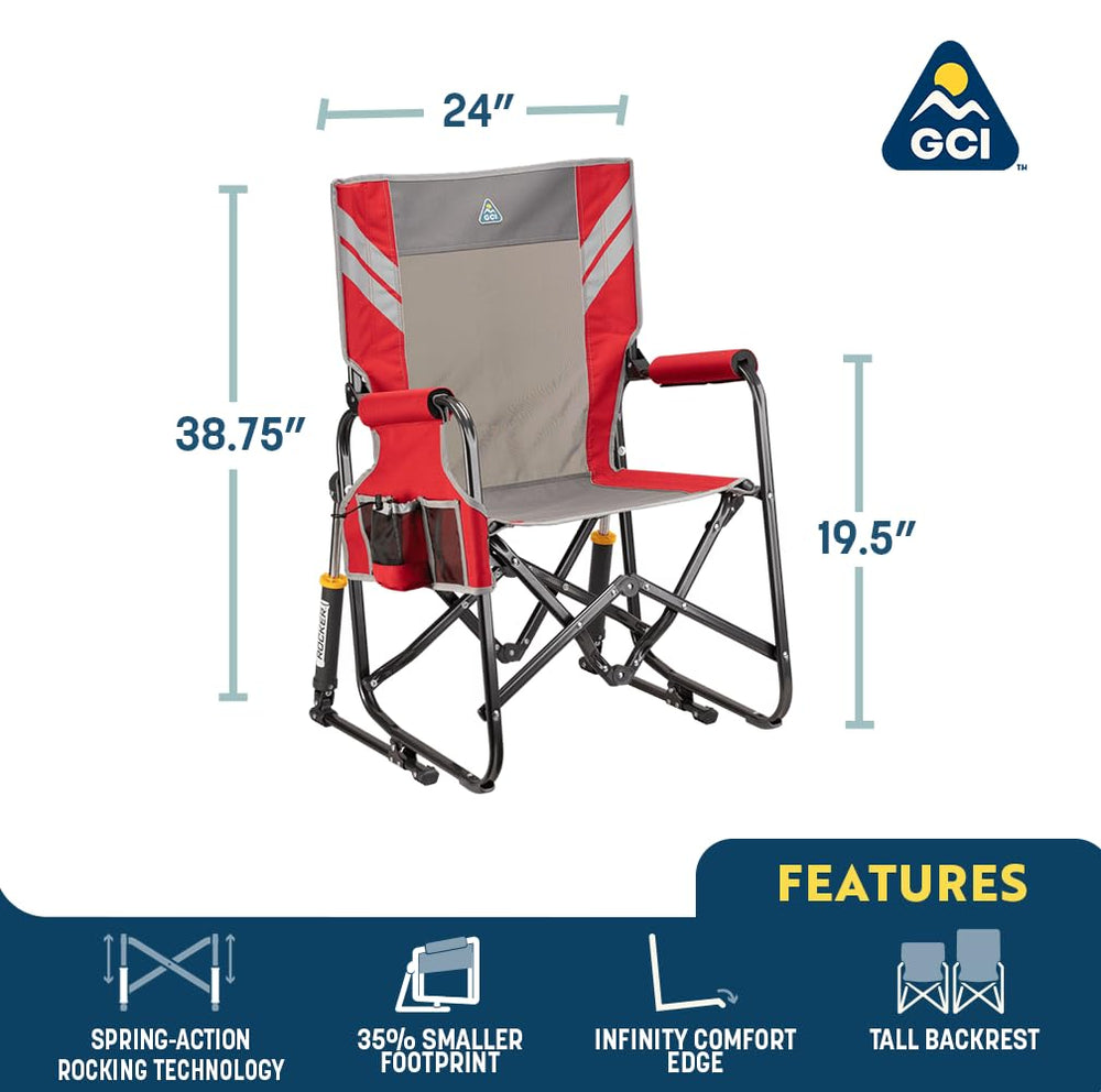 GCI Outdoor Stowaway Rocker padded armrest close-up for added comfort