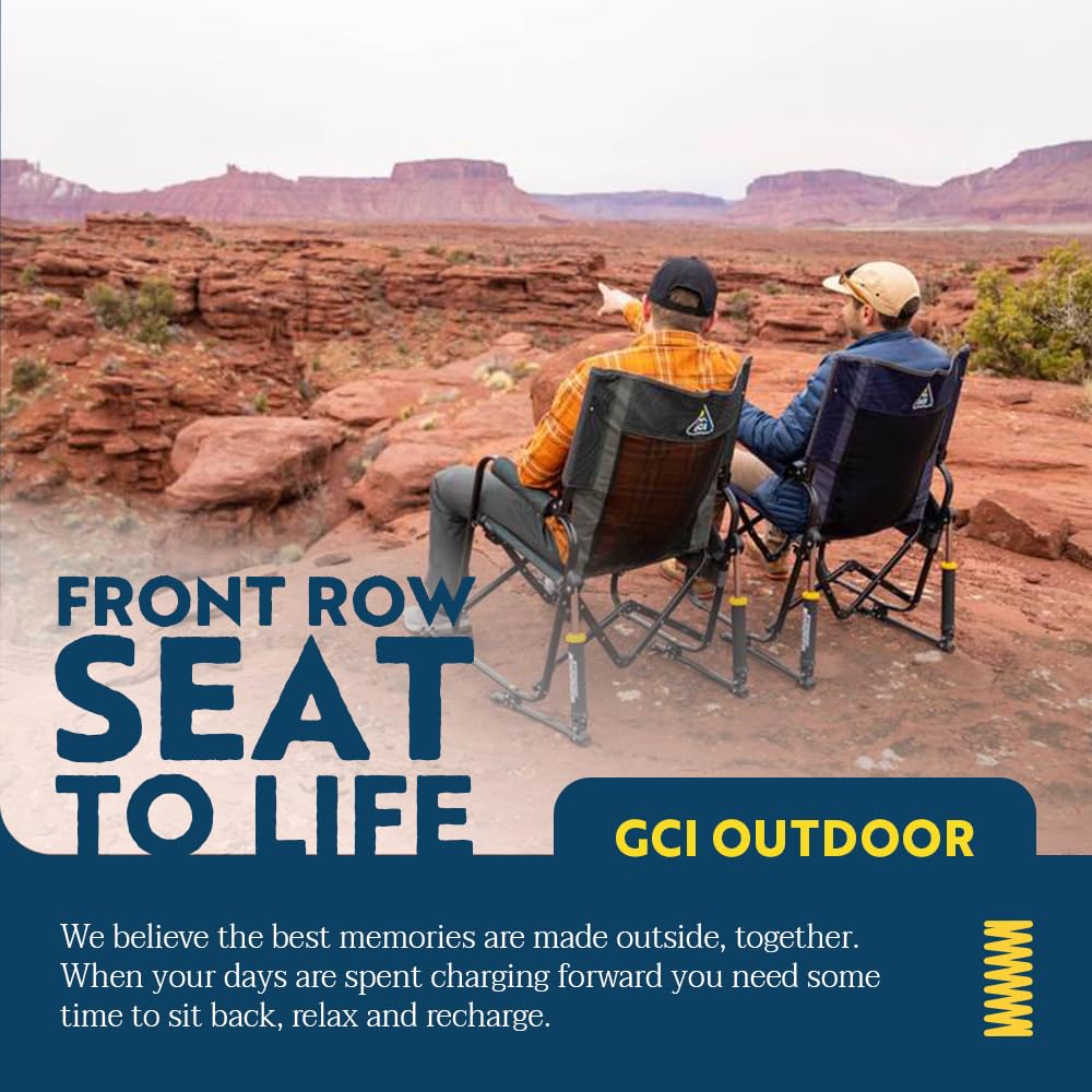 GCI Outdoor chair next to backpack showing compact folded size and transport ease