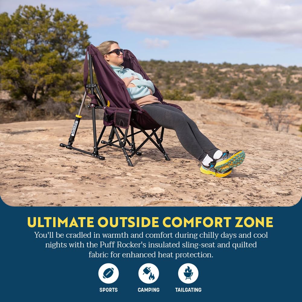 GCI Outdoor Puff Rocker close-up of padded armrest demonstrating added comfort
