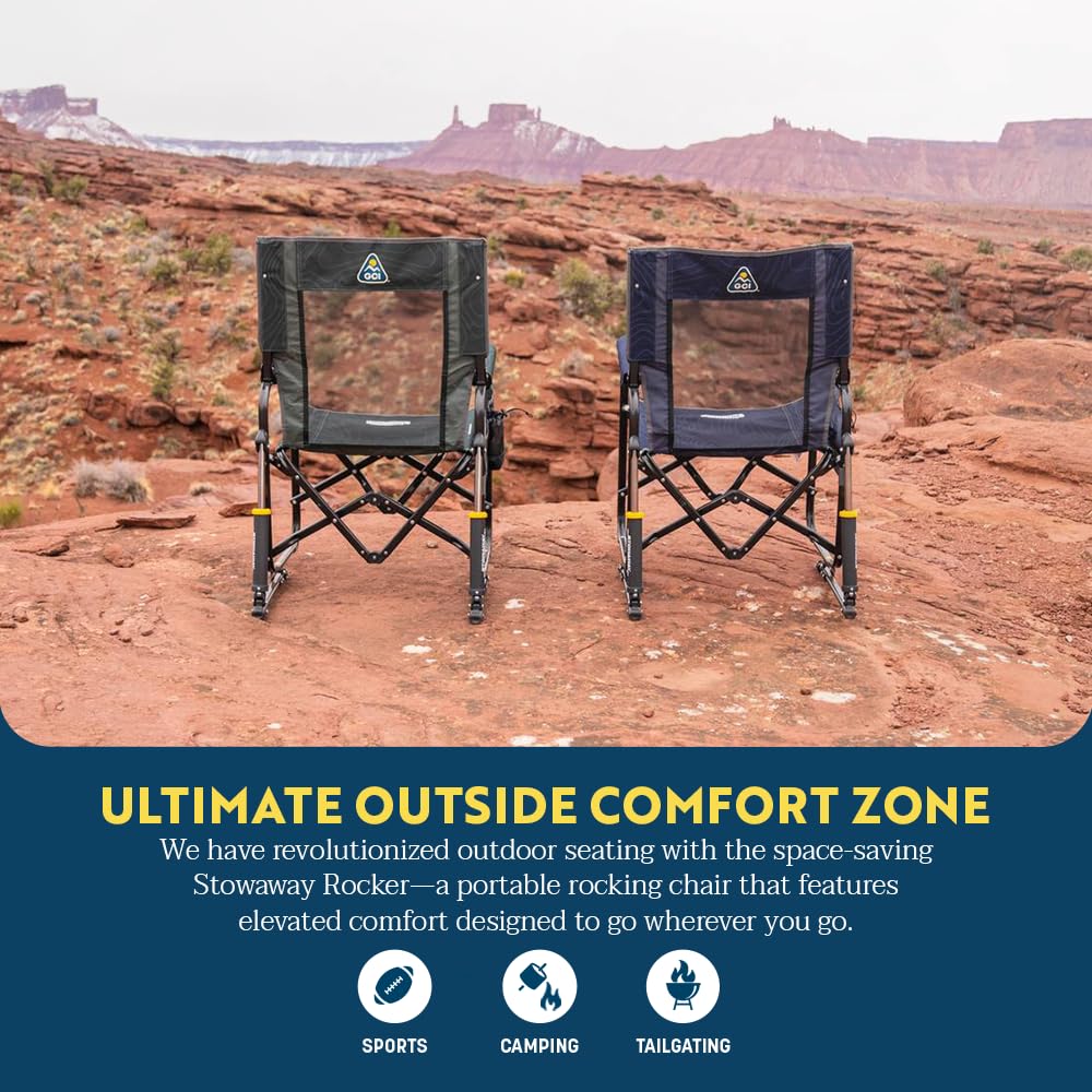 GCI Outdoor folded chair ready for transport highlighting portability and easy storage
