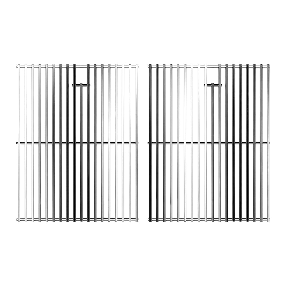Gcostar front view of 17x13 stainless steel grates showing fit and sturdy bars for reliable cooking