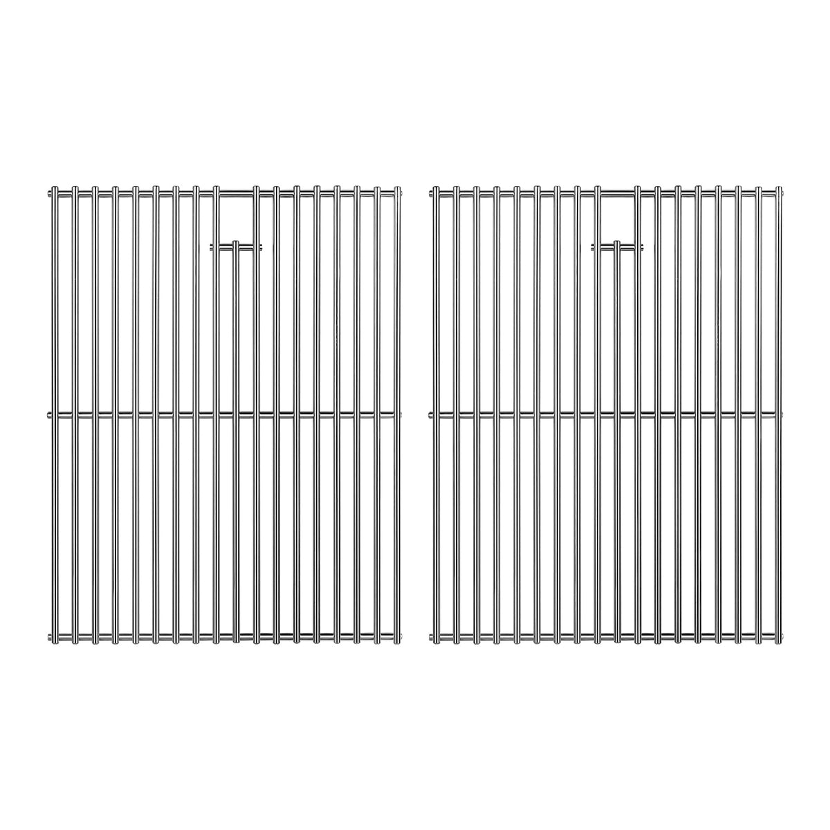 Gcostar front view of 17x13 stainless steel grates showing fit and sturdy bars for reliable cooking