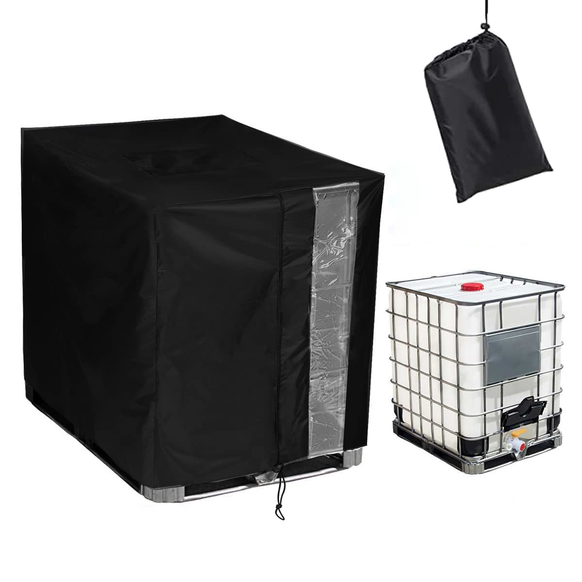 GDCCPRO front view of cover fitted on IBC tote showing full protection