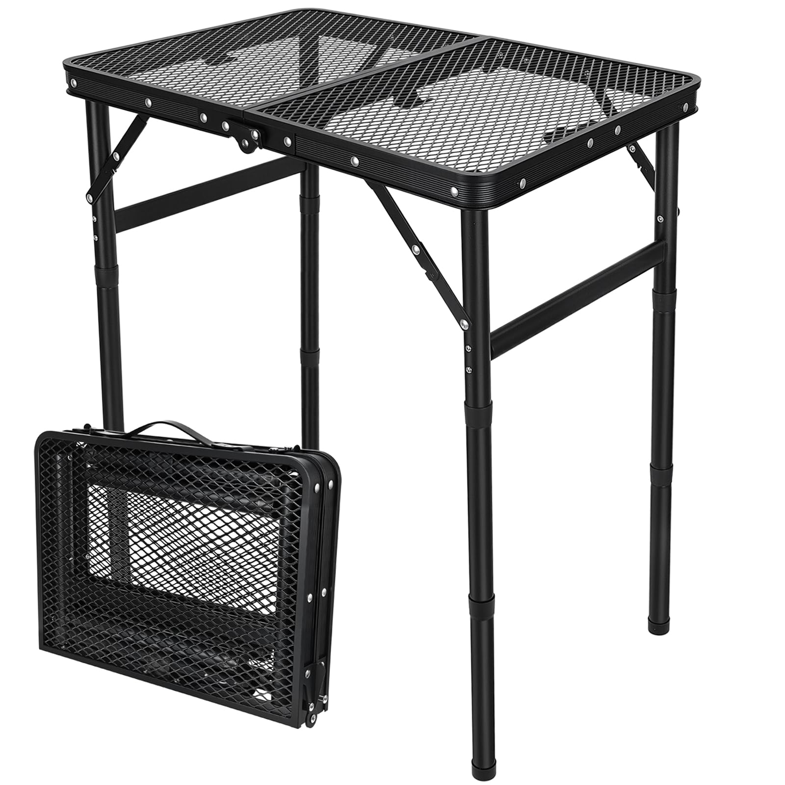 GDDGHS front view folded grill table showing compact portability