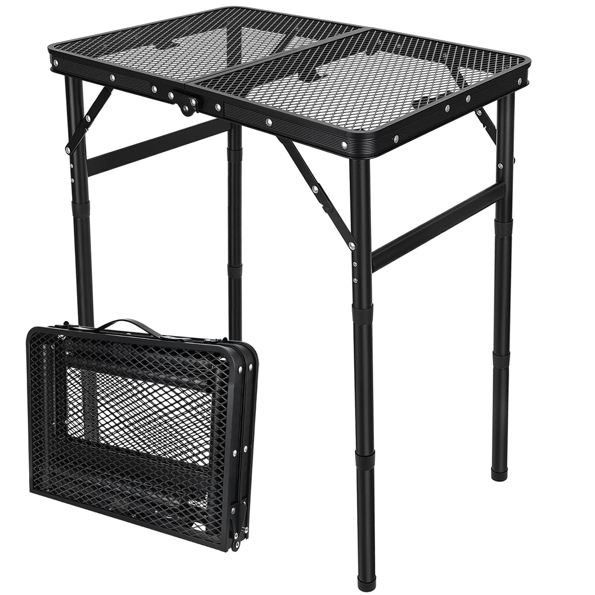 GDDGHS front view folded grill table showing compact portability