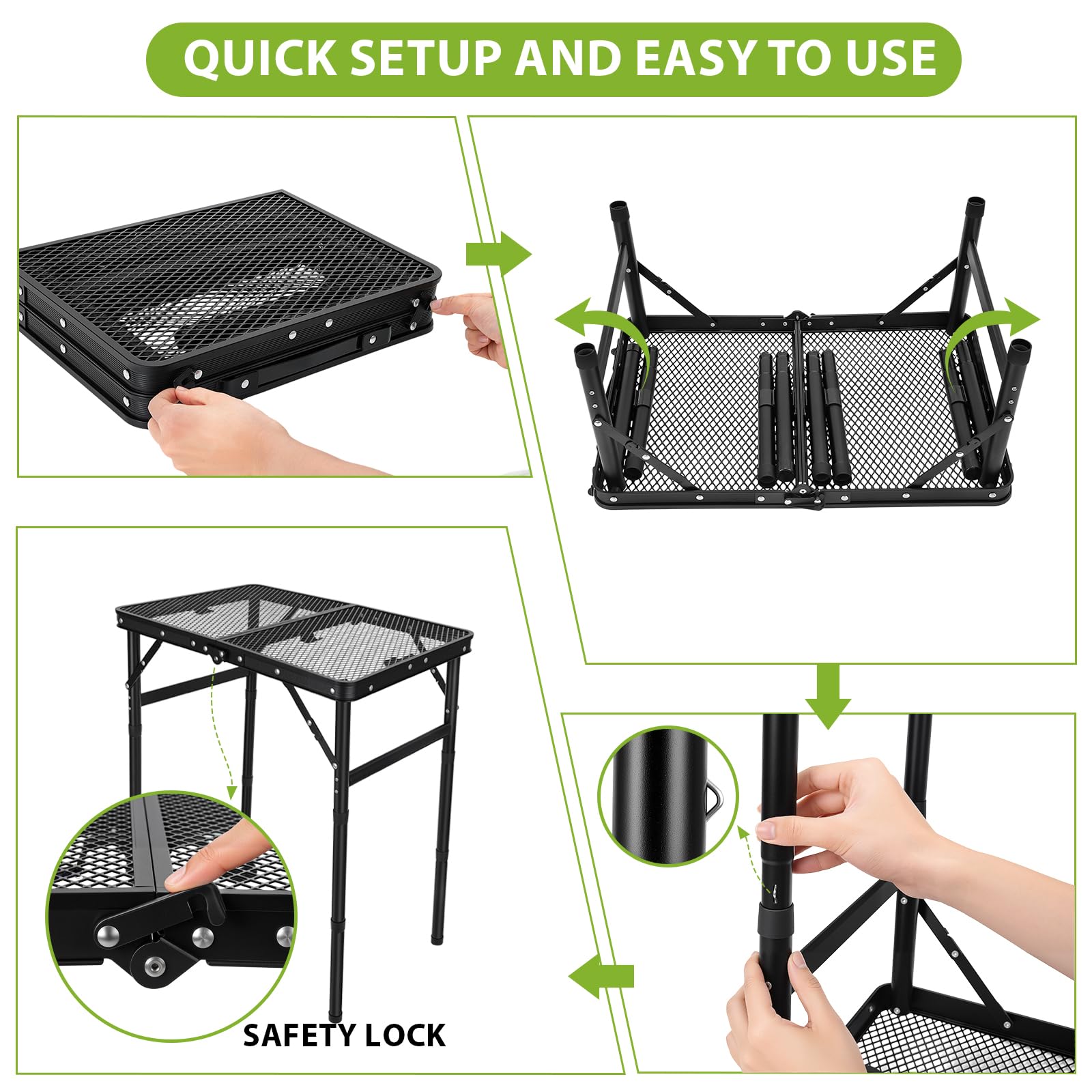 GDDGHS leg locking mechanism detail for stable, tool-free setup
