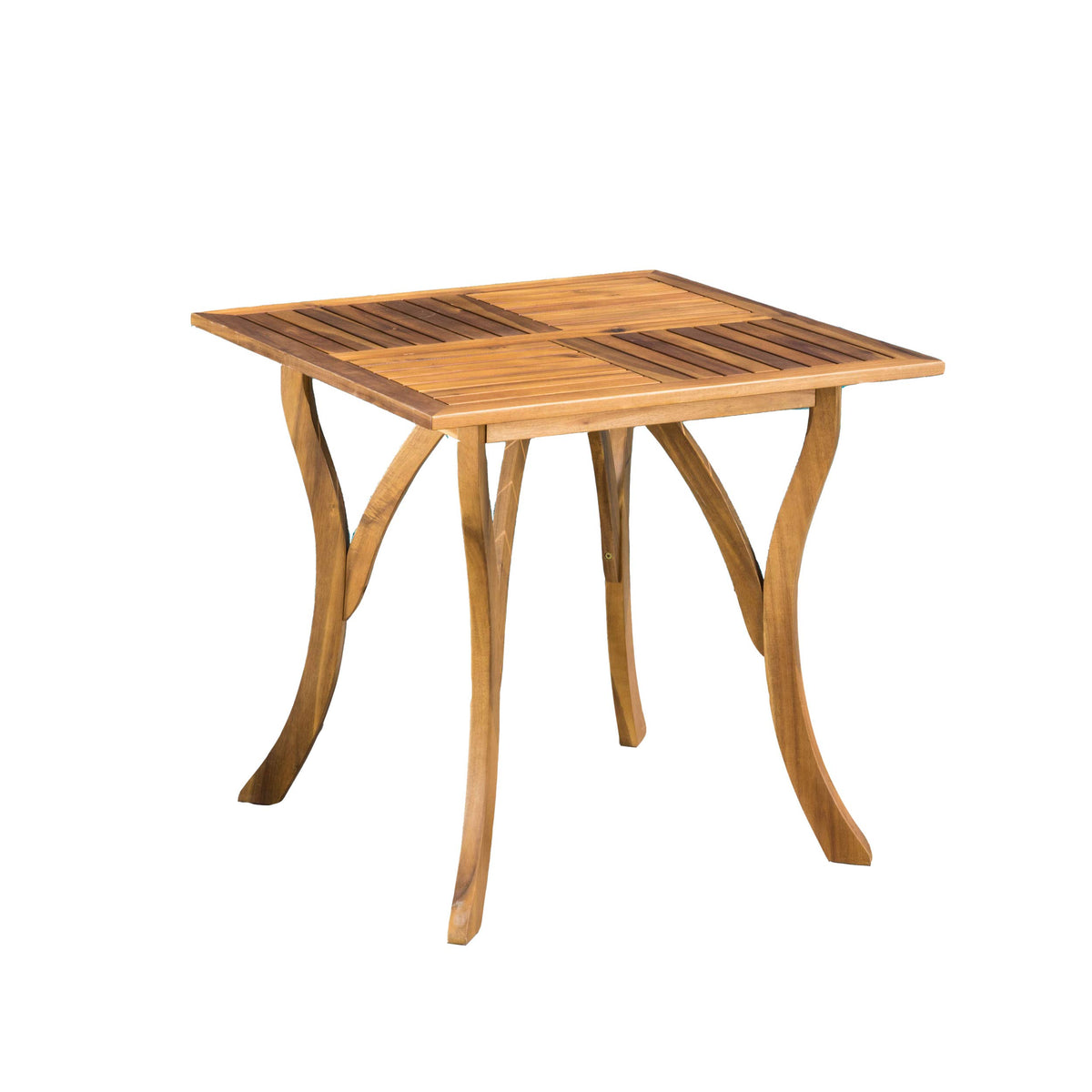 GDFStudio Hermosa table front view showing teak finish and balanced proportions