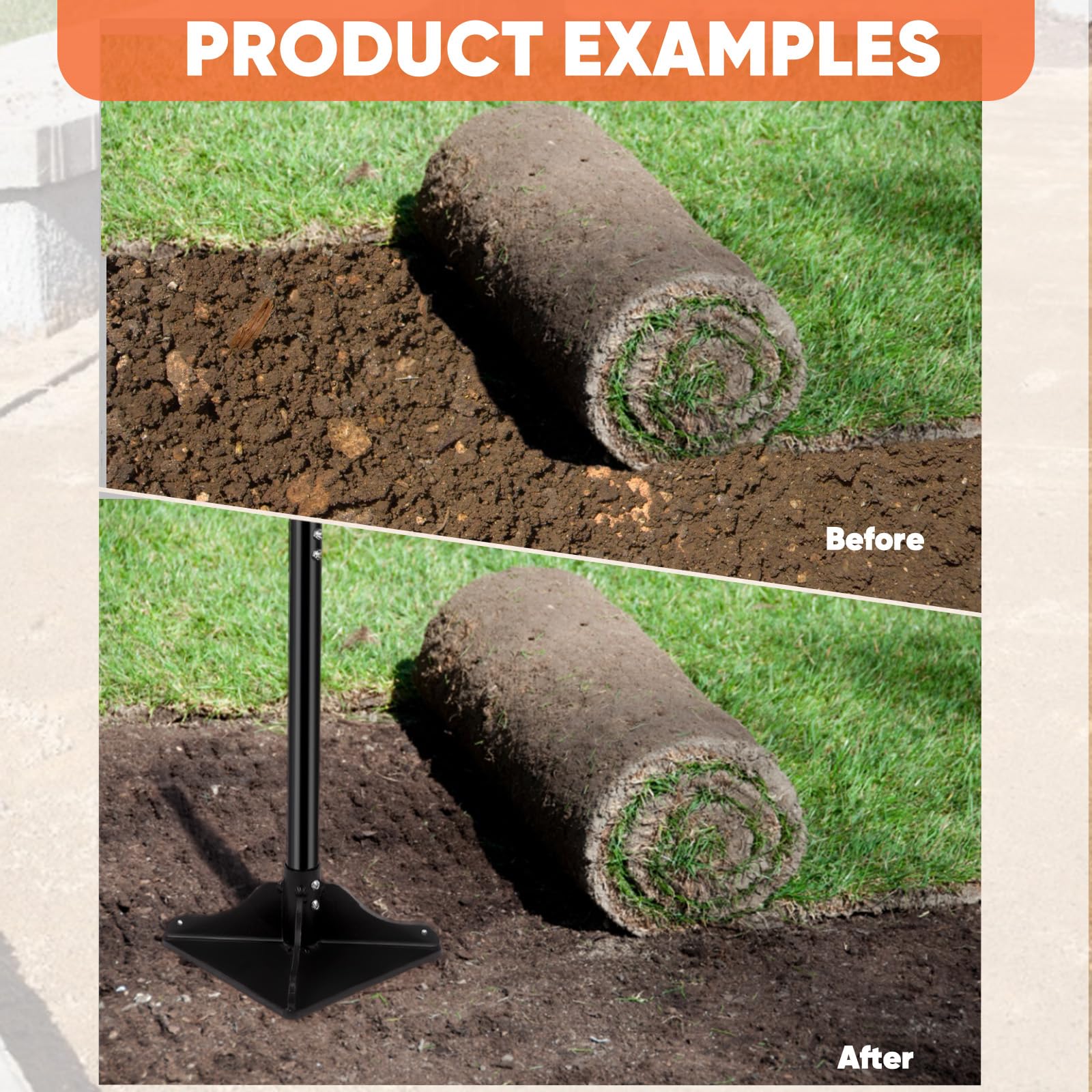 GDHSWJ tamper next to ruler displaying 48-inch handle for upright work