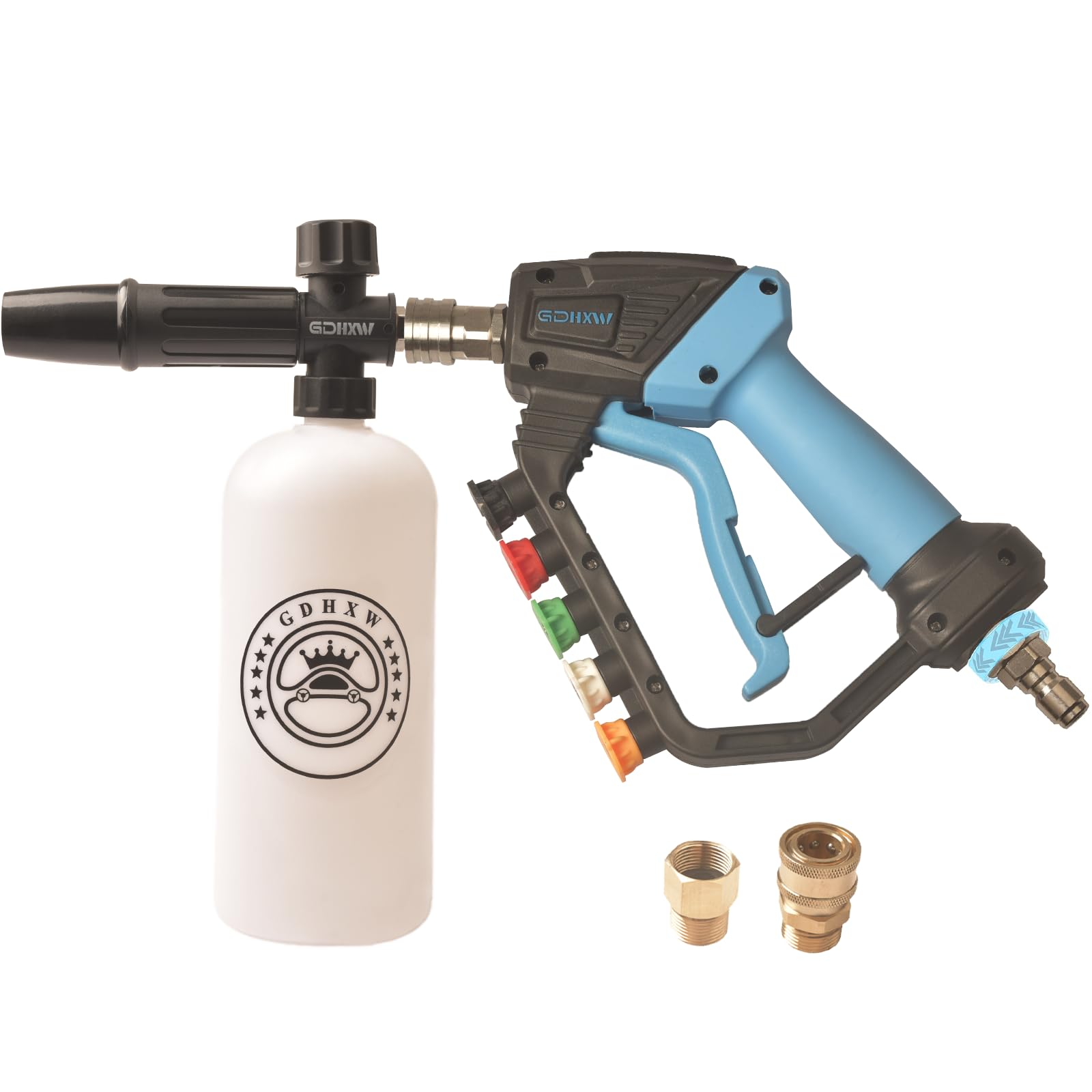GDHXW front view pressure washer gun showing rugged body and quick-connect benefit