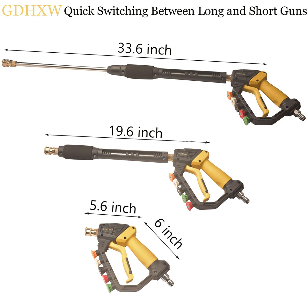 GDHXW five nozzle tips stored on handle highlighting organized access and quick changes