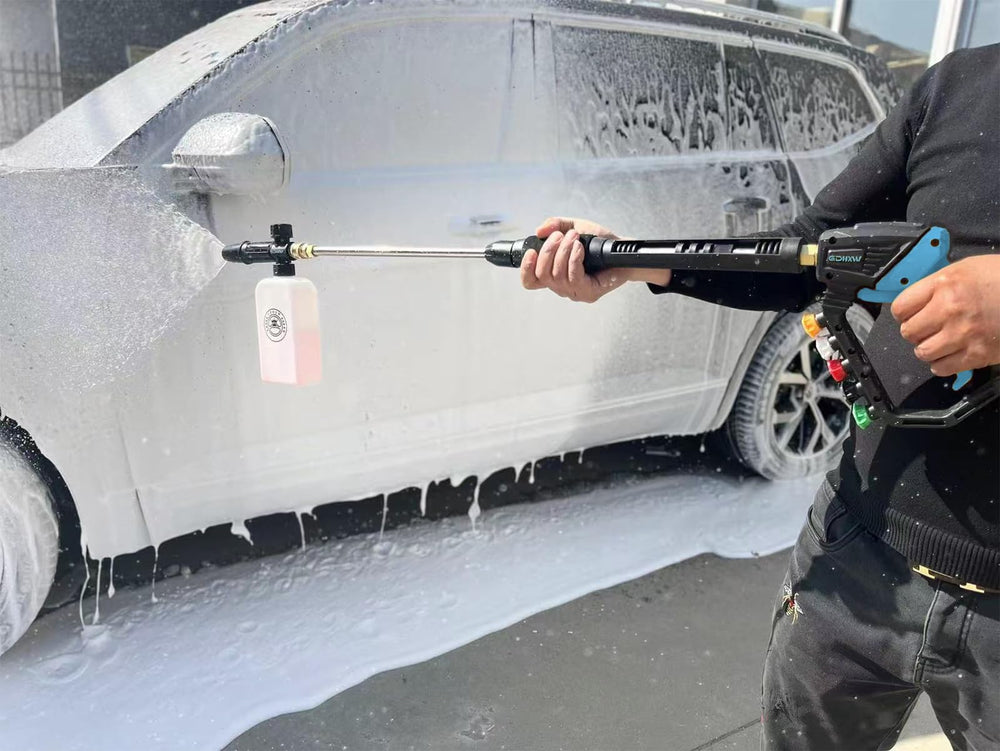 GDHXW extended wand reaching under vehicle to clean tight, hard-to-reach areas