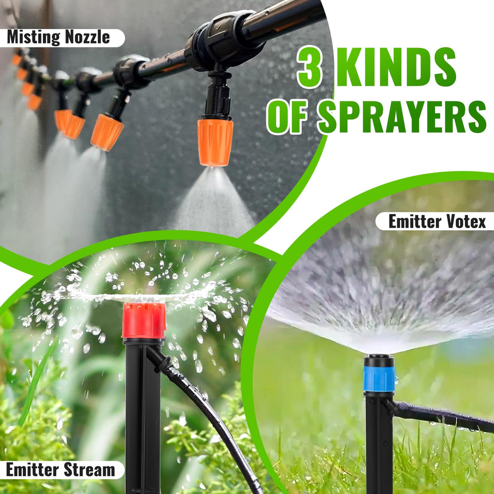GDLIN assorted emitters closeup showing adjustable flow options for targeted watering