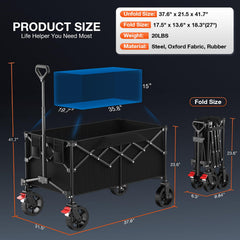 Geamen wagon folded flat for compact storage and transport convenience