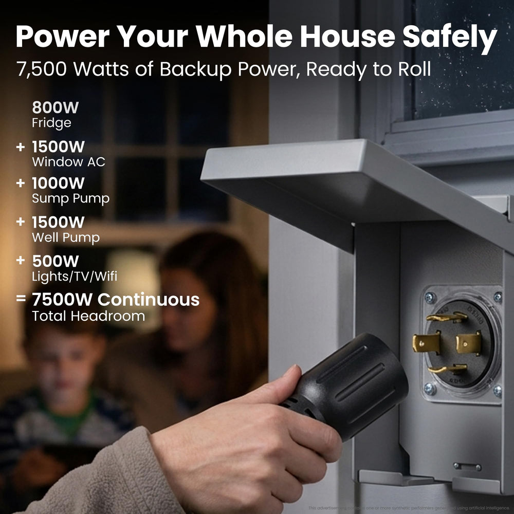 GEARit attached to manual transfer switch illustrating safe generator-to-home transfer