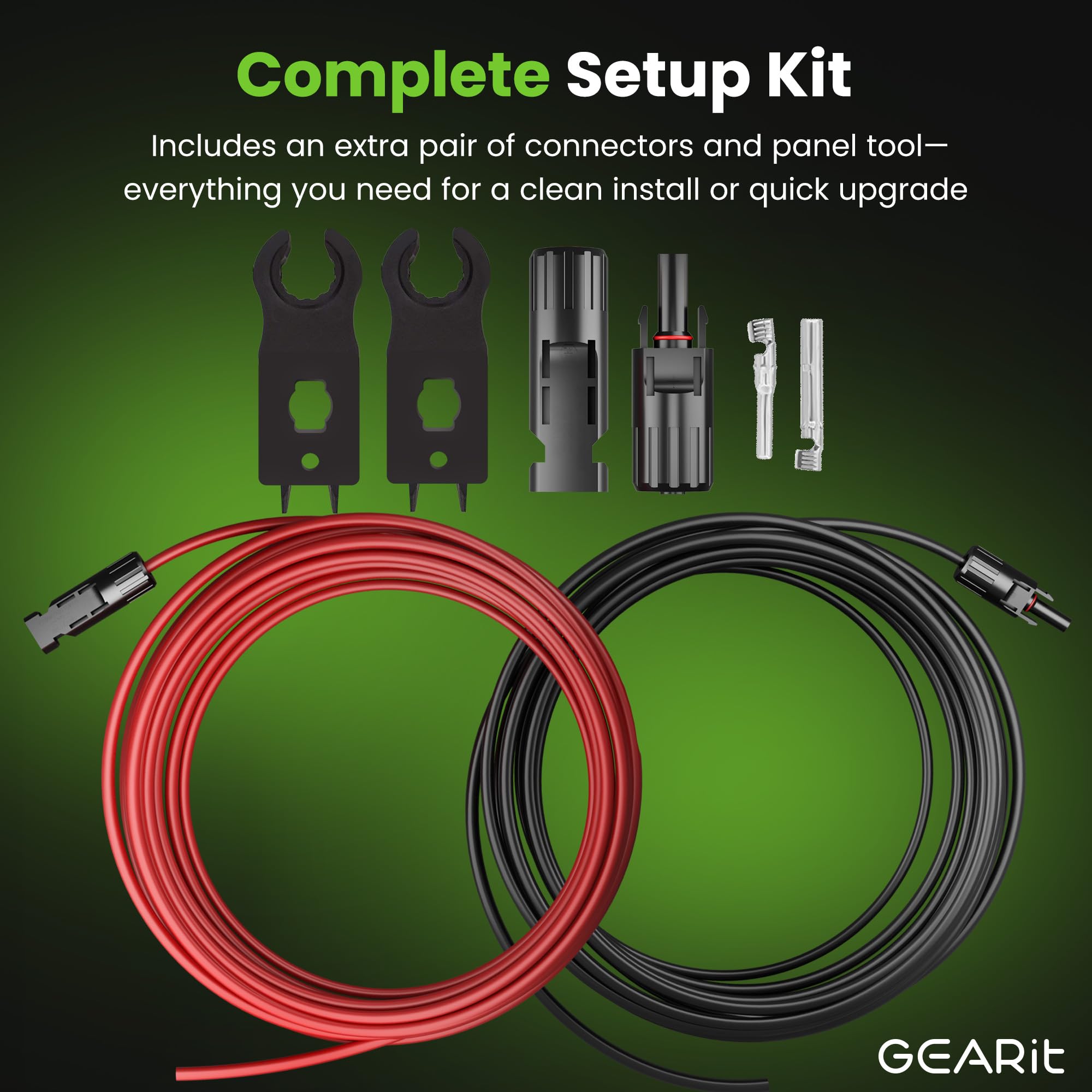 GEARit red and black polarity label close-up, simplifies correct wiring benefit