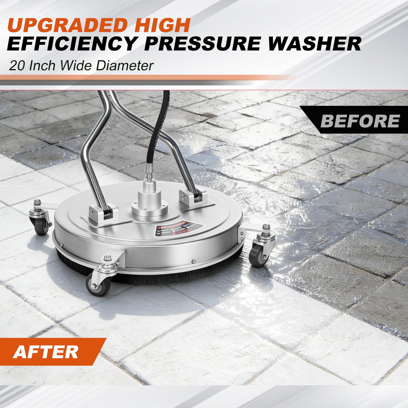 GEARWAVE in use cleaning driveway demonstrating streak-free results and time savings