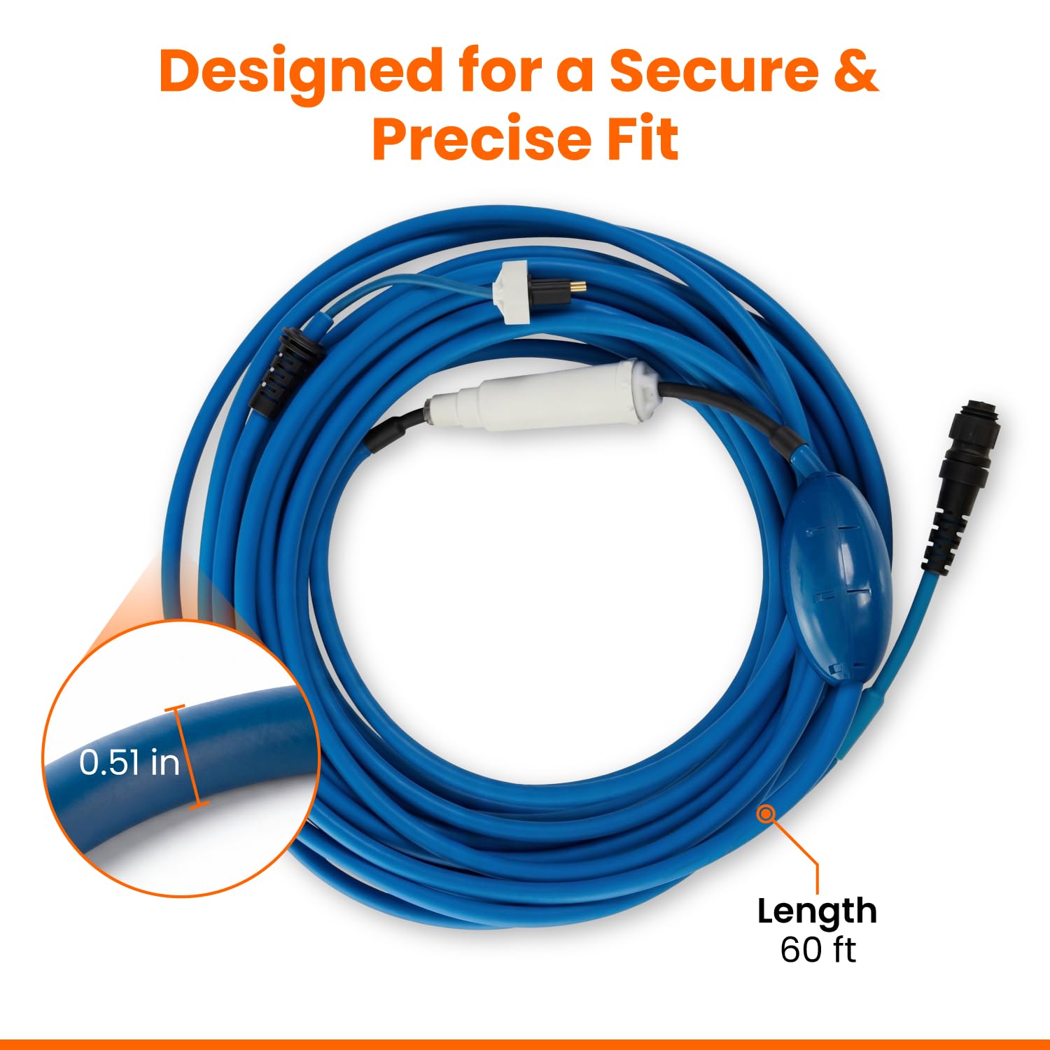 Gearwiz cable coiled for storage next to pool equipment showing compact convenience