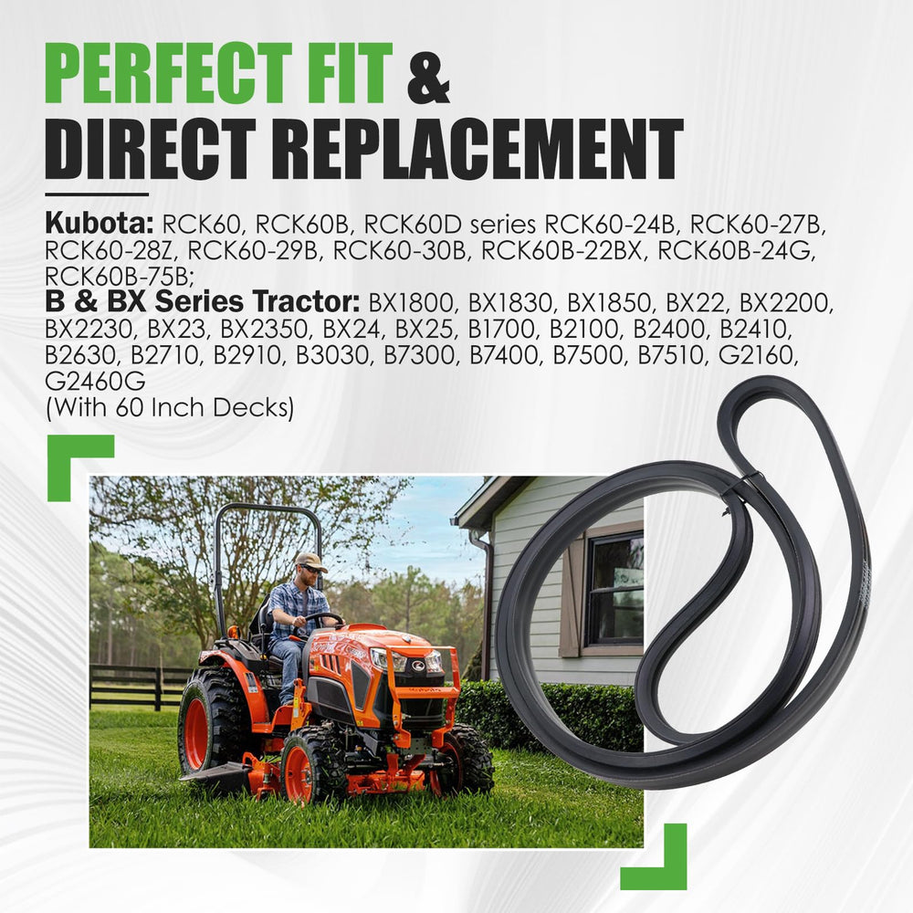 GEATaaT belt installed on a 60-inch mower deck demonstrating correct fit and performance