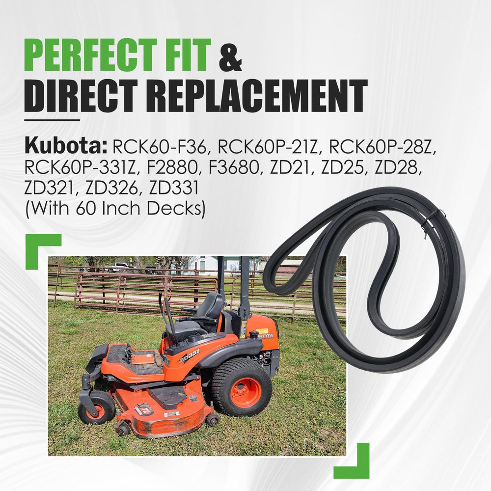 GEATaaT belt fitted on a Kubota 60" deck demonstrating easy installation