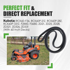 GEATaaT belt fitted on a Kubota 60" deck demonstrating easy installation