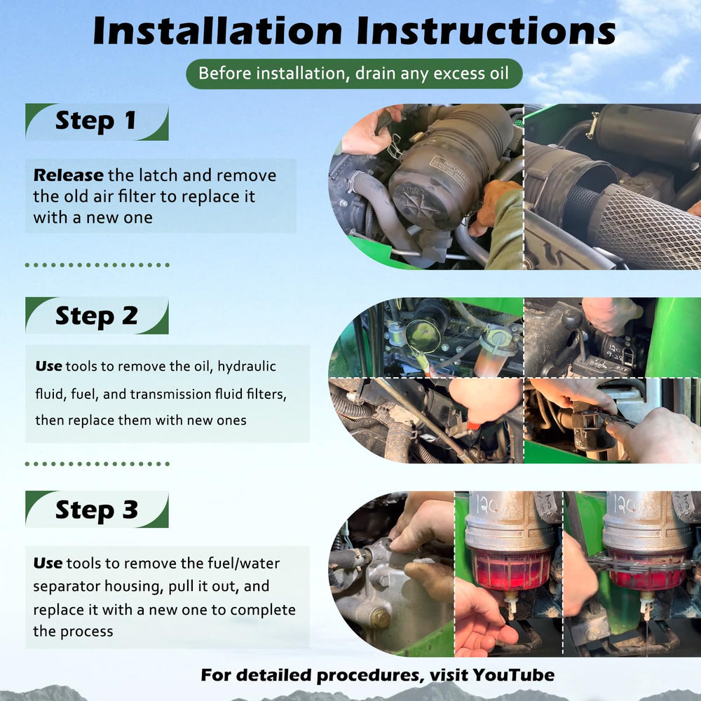 GEATaaT filters installed on John Deere tractor for easy maintenance and uptime