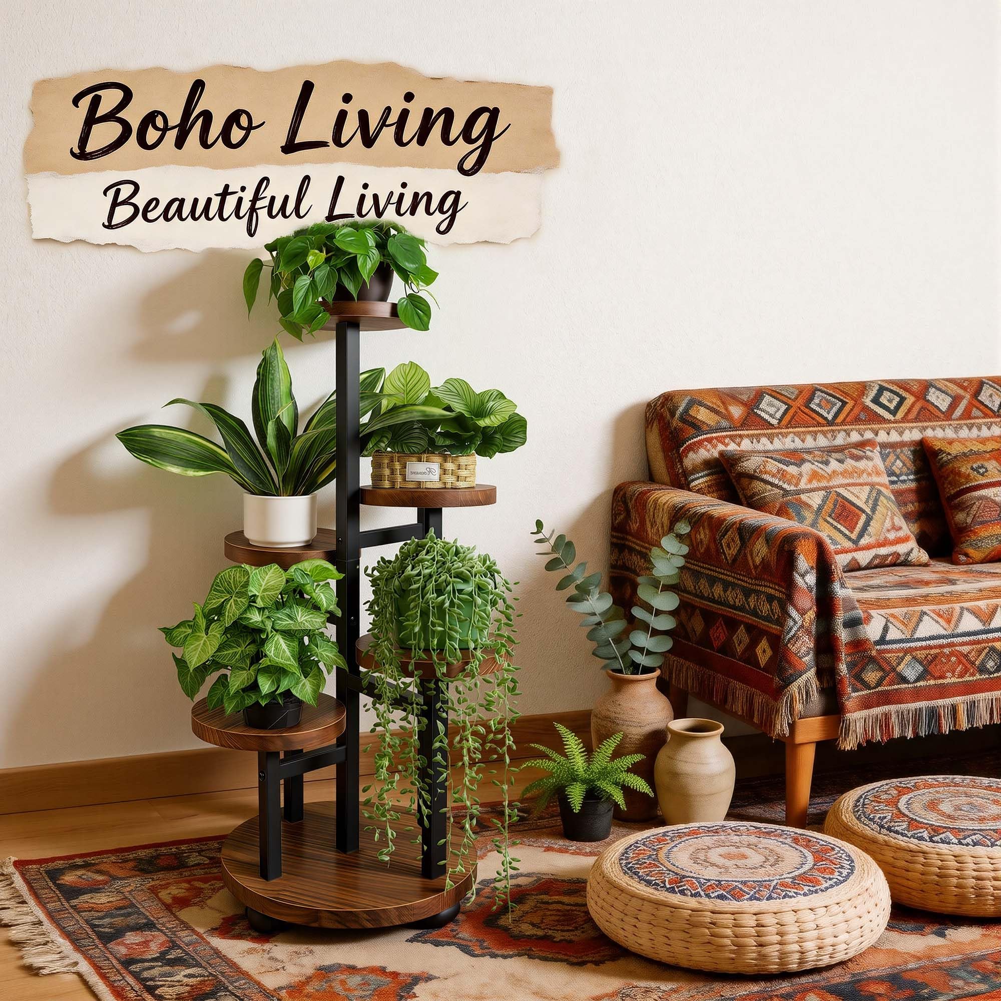 GEEBOBO on a balcony with plants demonstrating sheltered outdoor versatility and style