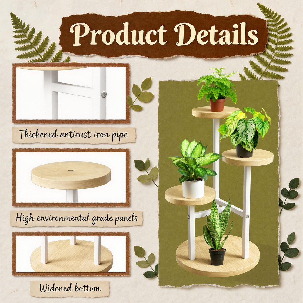 GEEBOBO plant stand next to ruler showing 13 by 13 by 21 inch compact size benefits