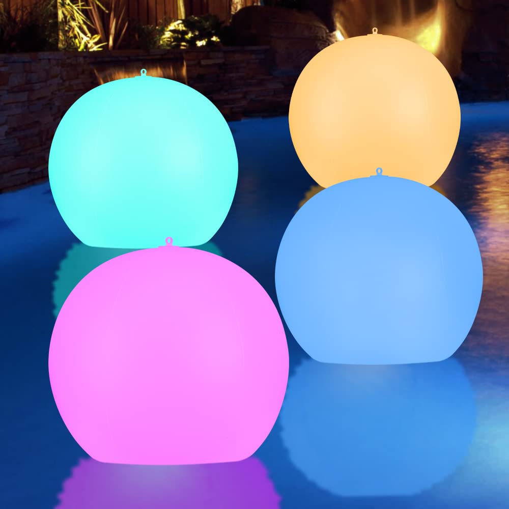 GEEDIAR front view of four inflated pool globes showing colors and packaging benefit