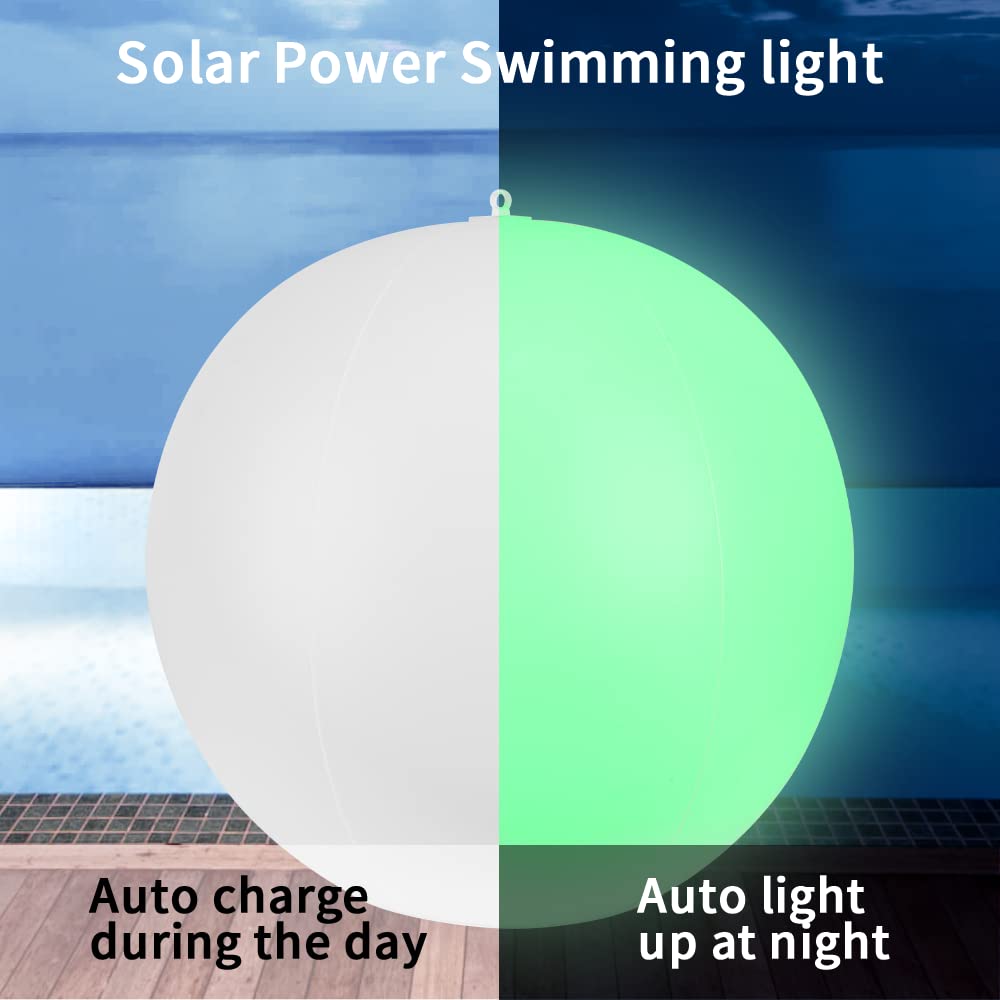 GEEDIAR glowing globe floating in pool at dusk adding vibrant atmosphere benefit