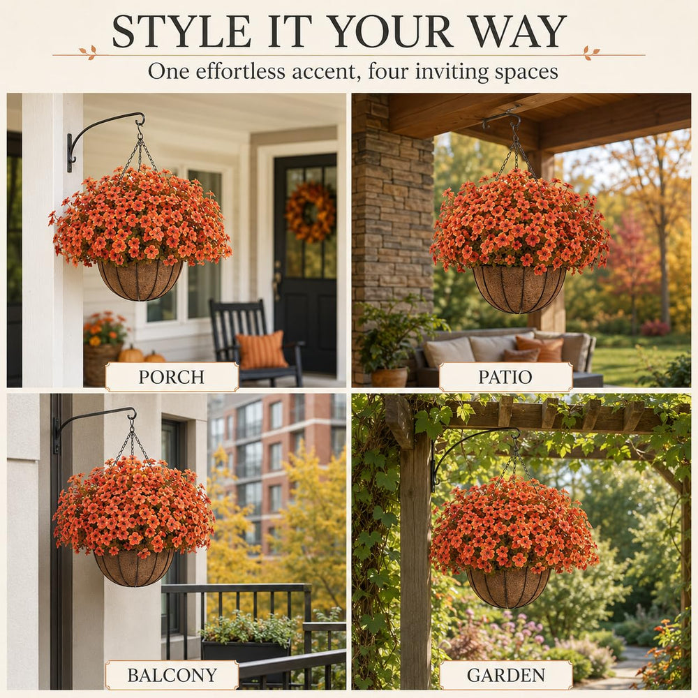 Geegoods hanging basket on porch demonstrating instant seasonal warmth