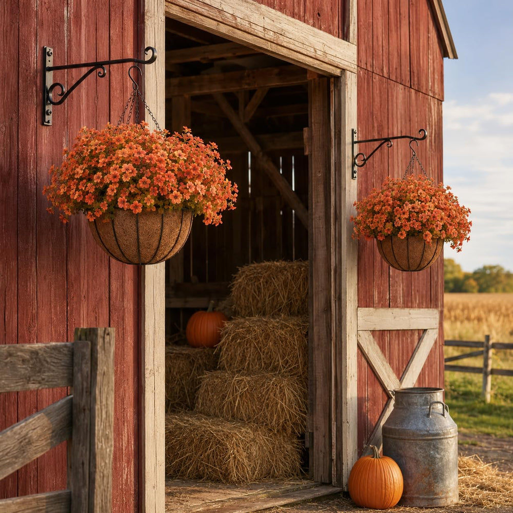 Geegoods two baskets on balcony styled with fall decor boosting ambiance