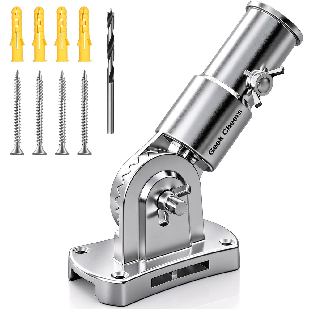 Geek Cheers front view of stainless steel flag holder showing durable build and secure fit