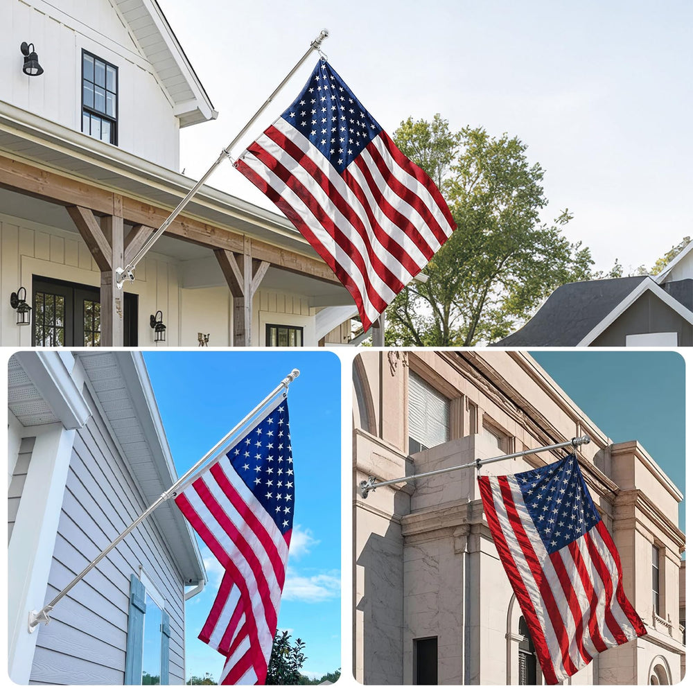 Geek Cheers pole beside common flag sizes showing compatible scale