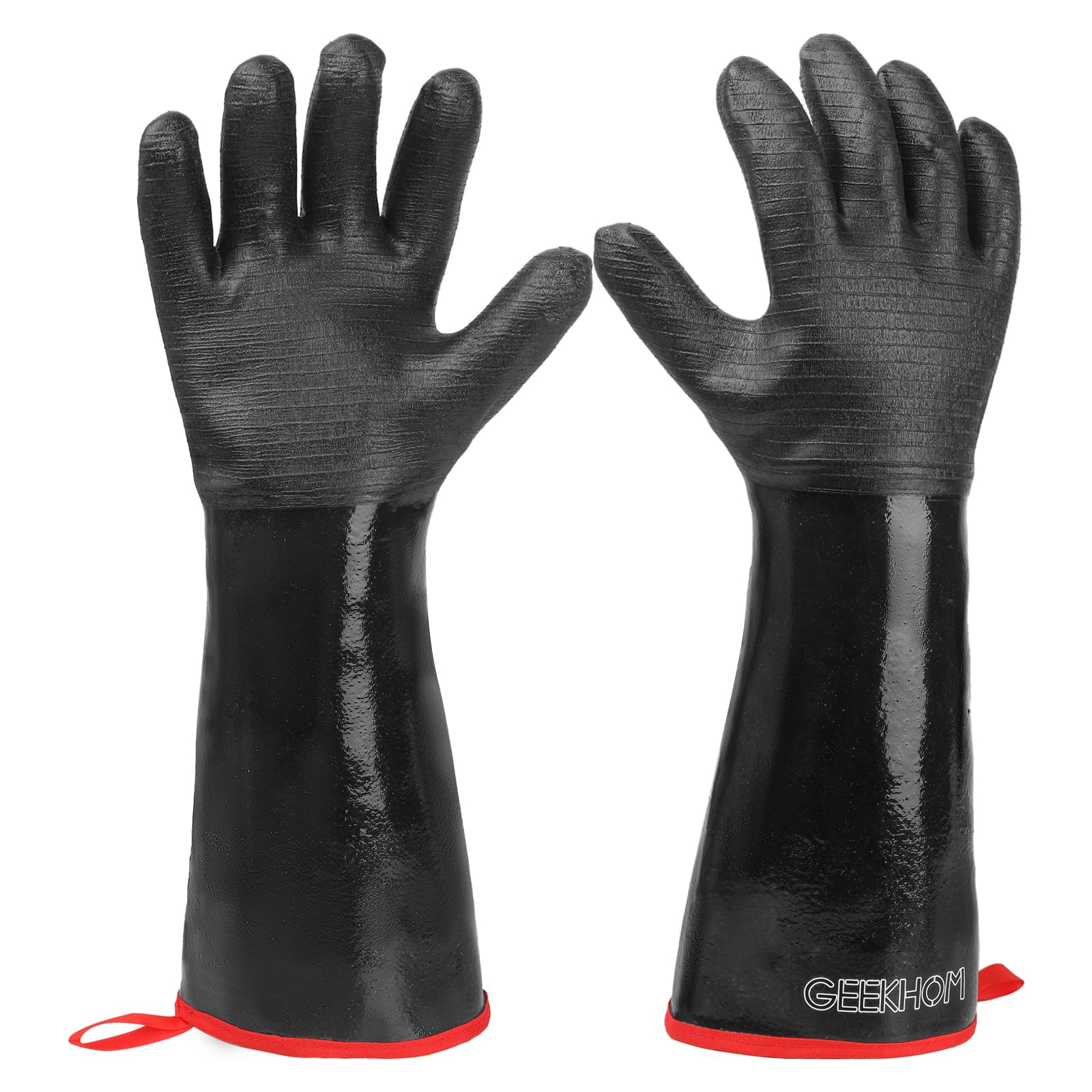 GEEKHOM front view showing gloves and packaging with visible branding and protection