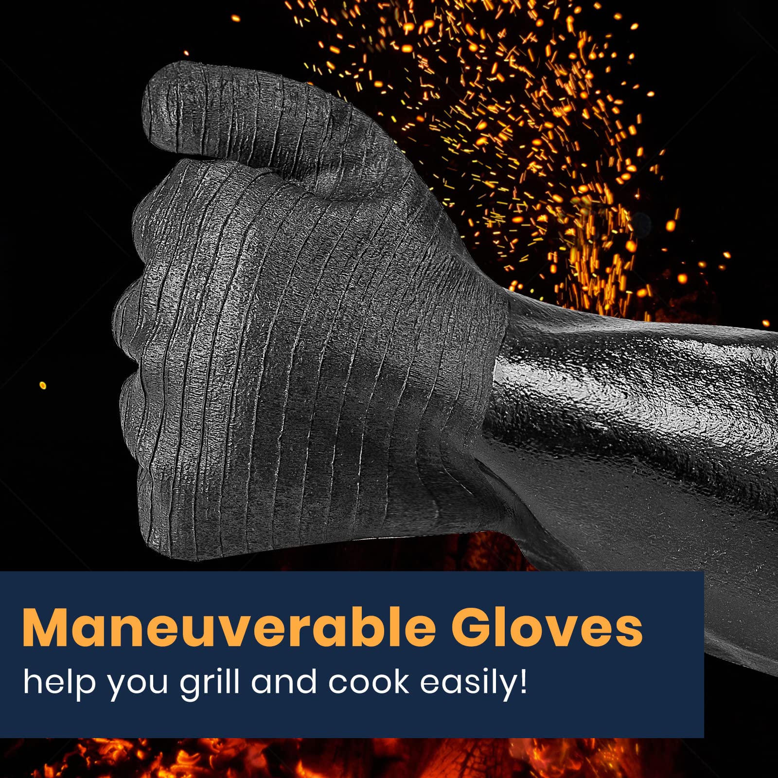 GEEKHOM long cuff covering forearm providing extra heat and spark protection