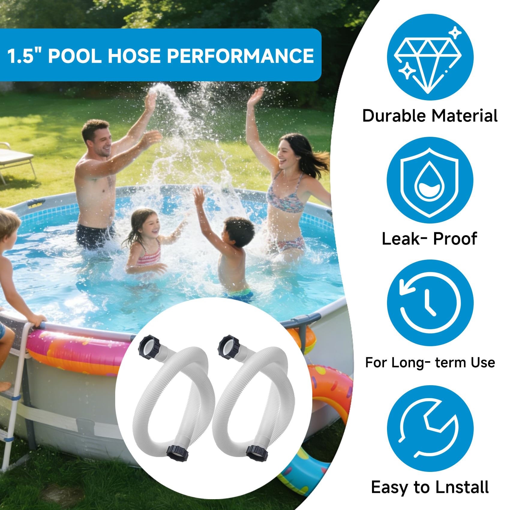 GeekNi hose measured with tape demonstrating 59-inch length for correct fit and reach