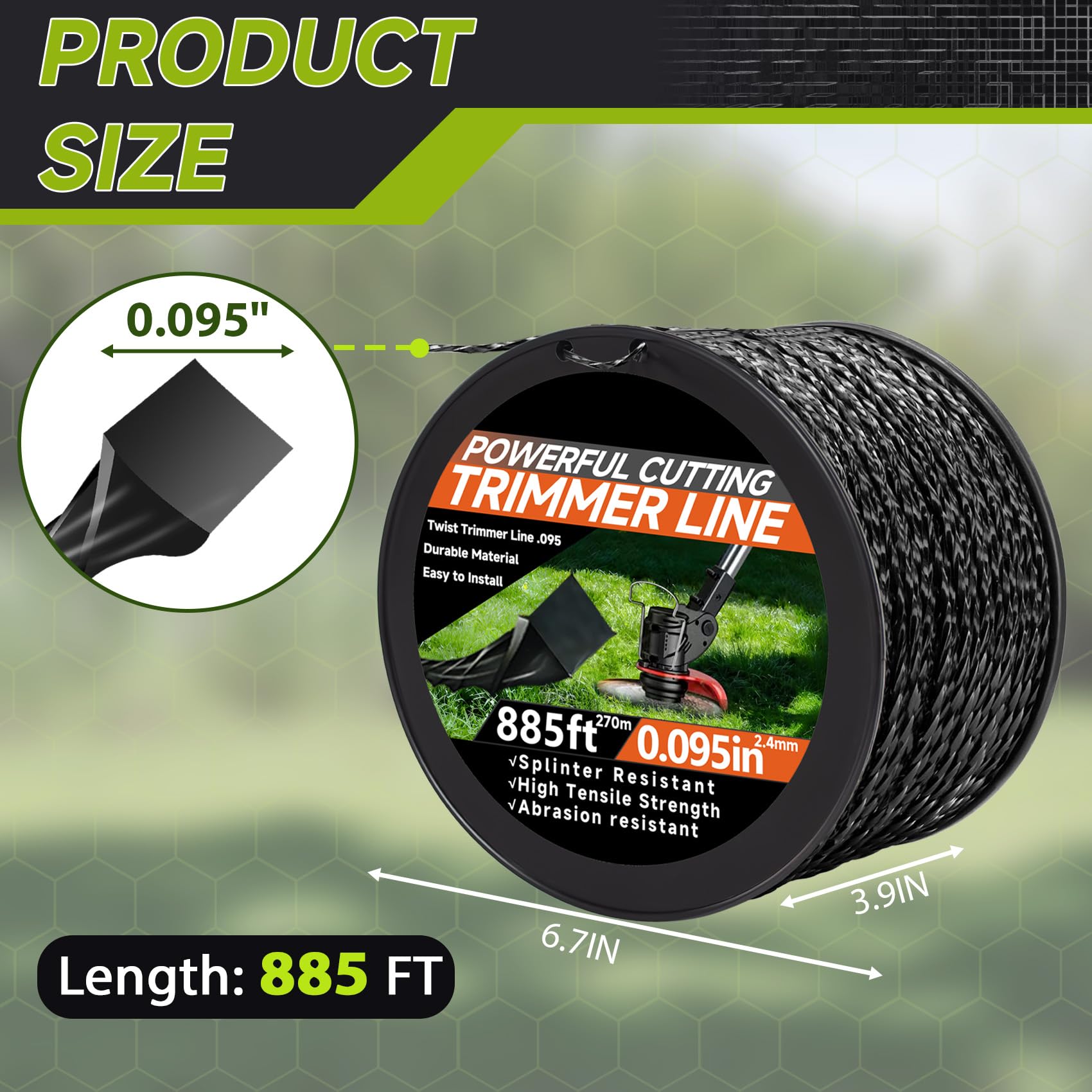 GeekNi spool label detail highlighting 0.095" size and compatibility benefit