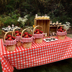 Geelin basket in hand showing convenient handle and portable size for picnics