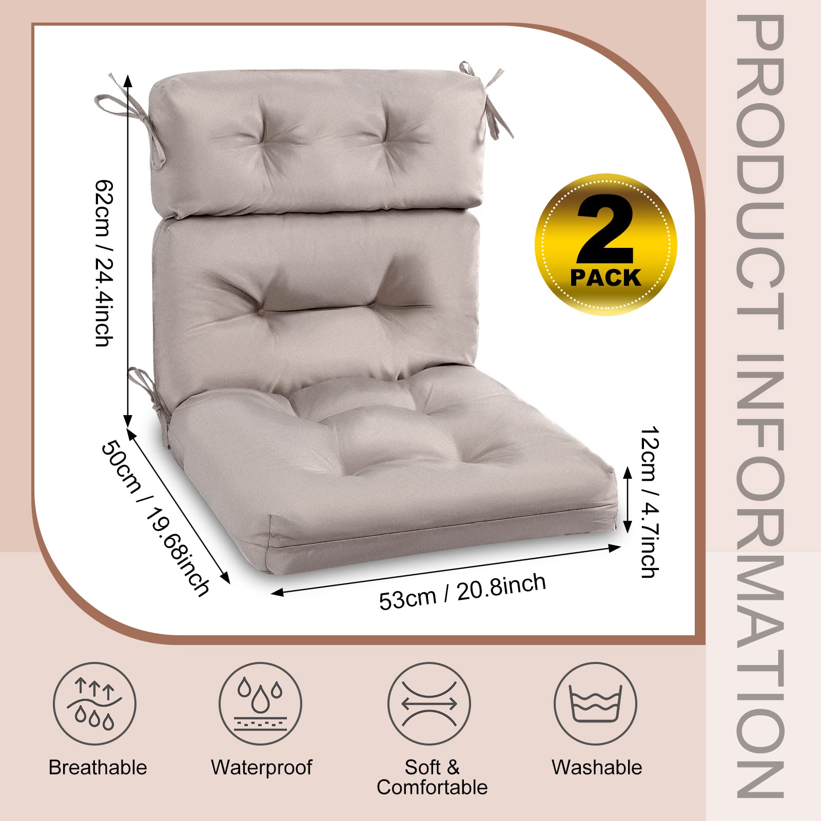 Geelin tri-fold cushion folded to fit different chair backs and seat depths