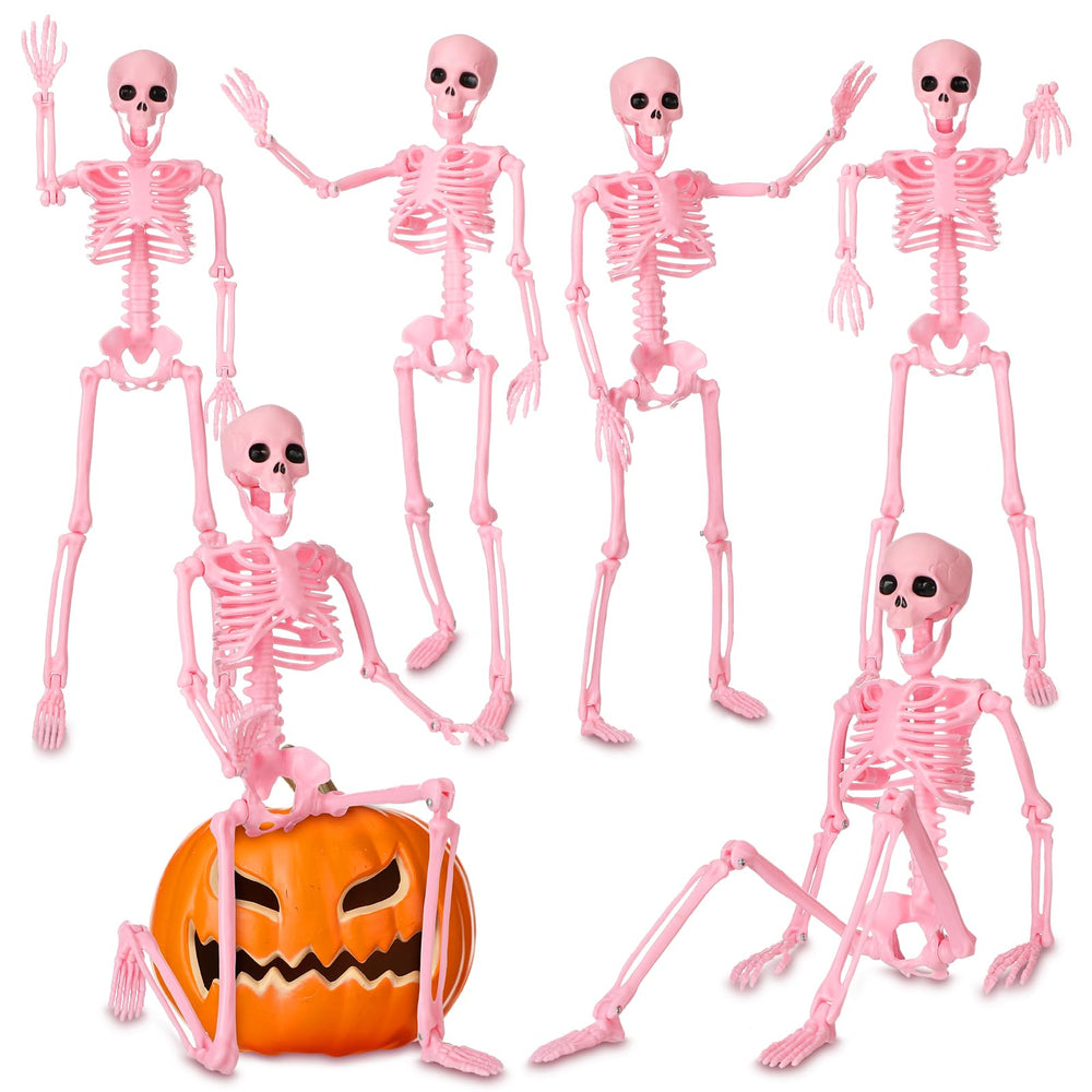 Geelin front view of six pink skeletons showing colorful yard benefit