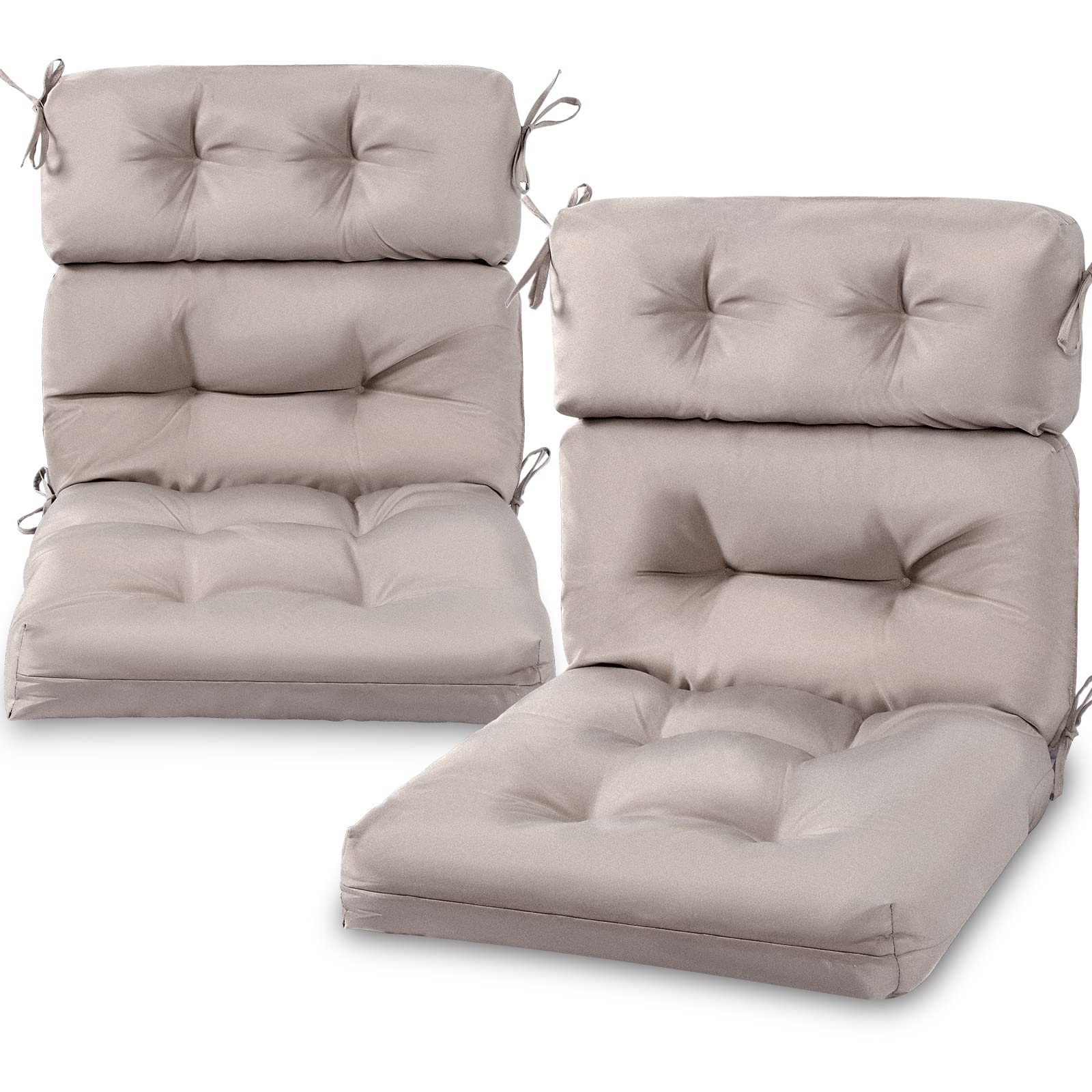 Geelin front view of two khaki high-back cushions showing clean look and comfy support
