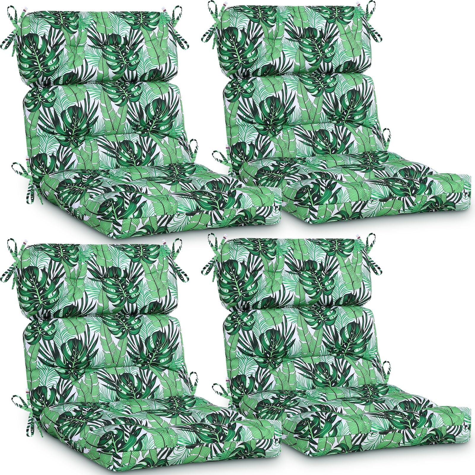 Geelin front view of four green cushions showing coordinated set and comfort