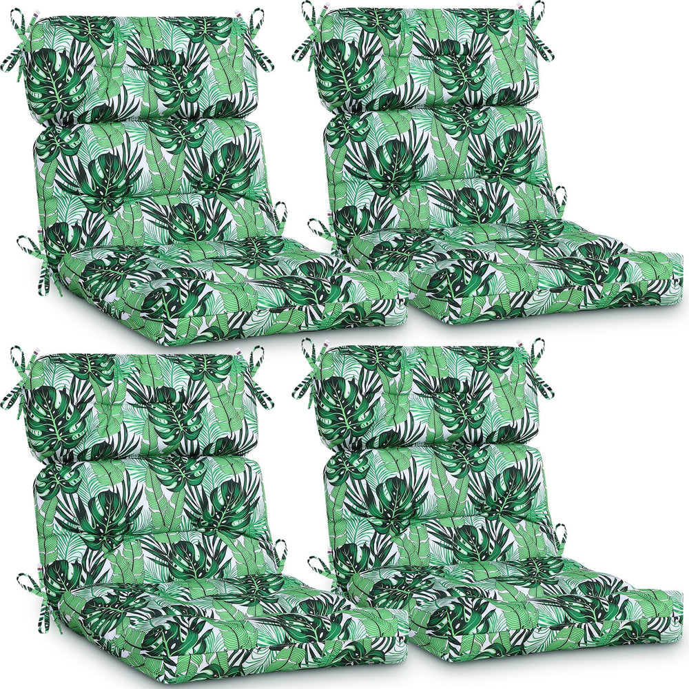 Geelin front view of four green cushions showing coordinated set and comfort