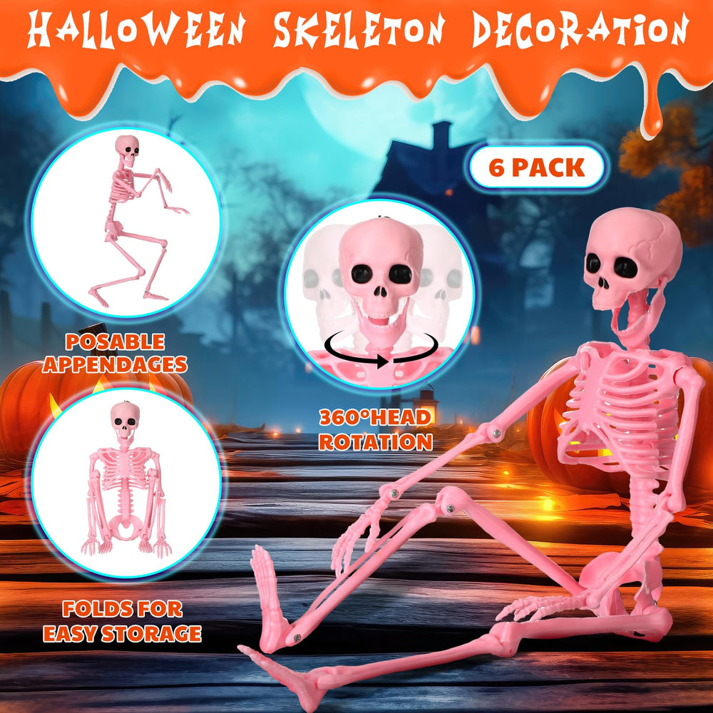 Geelin pink skeleton hanging on porch illustrating easy outdoor display