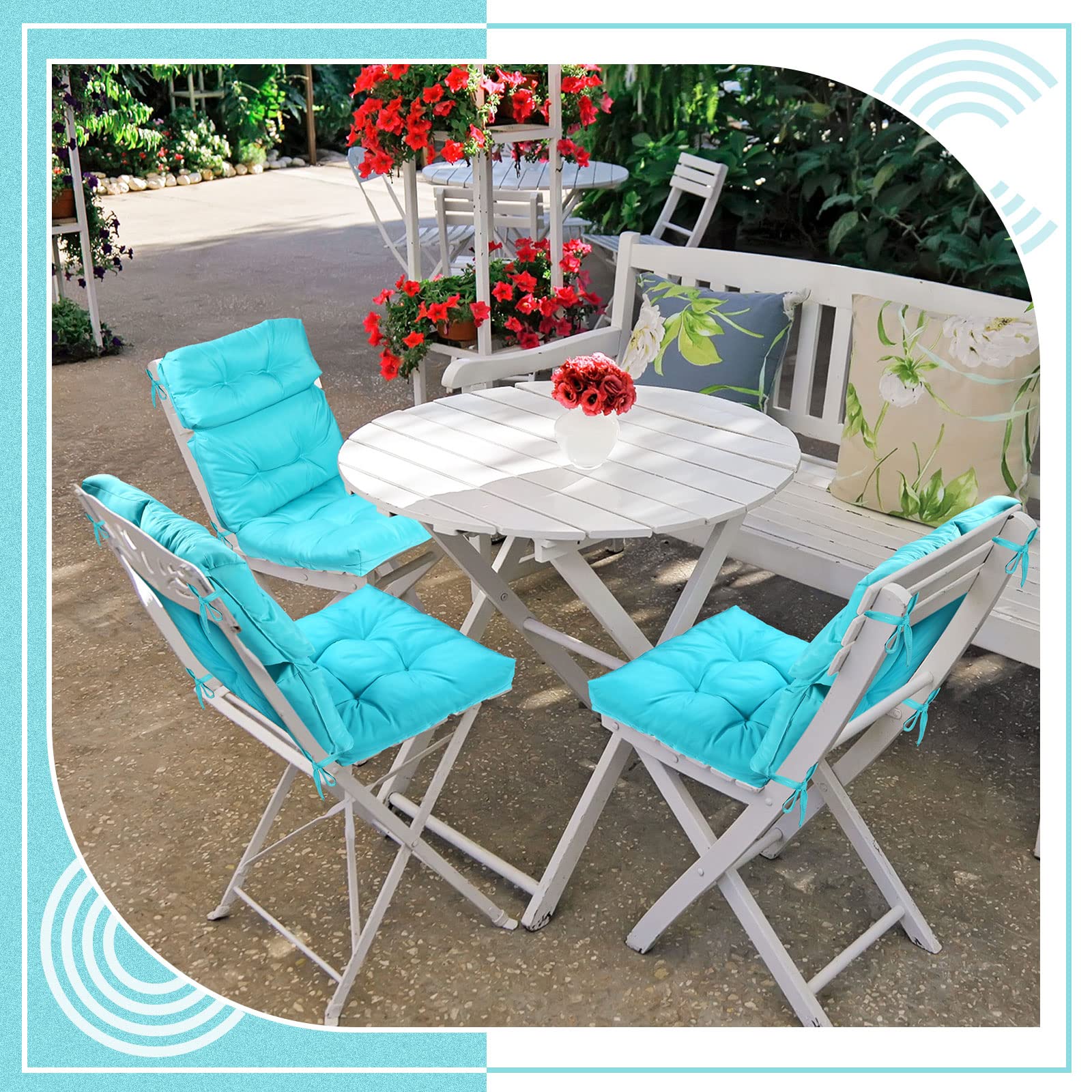 Geelin cushions styled on a porch setting enhancing outdoor comfort