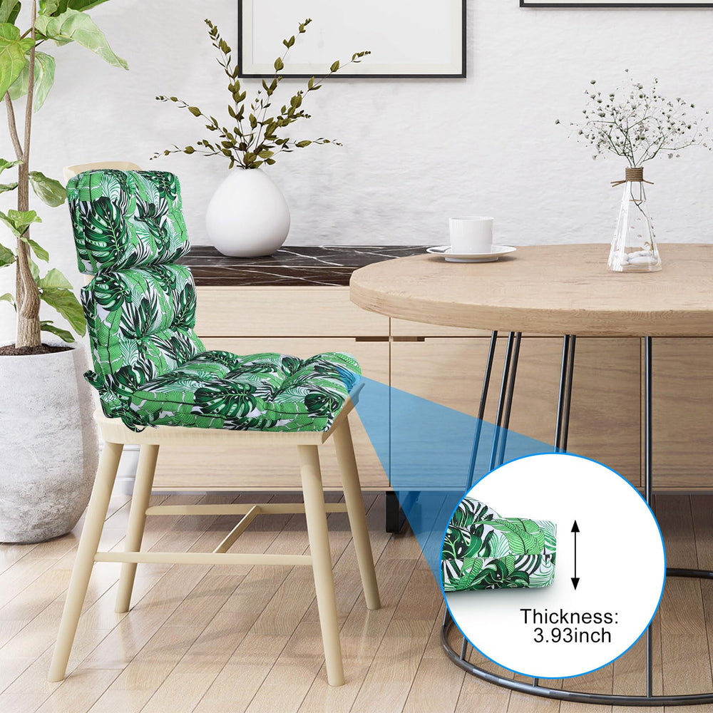 Geelin green cushions styled on porch swing delivering cozy outdoor seating