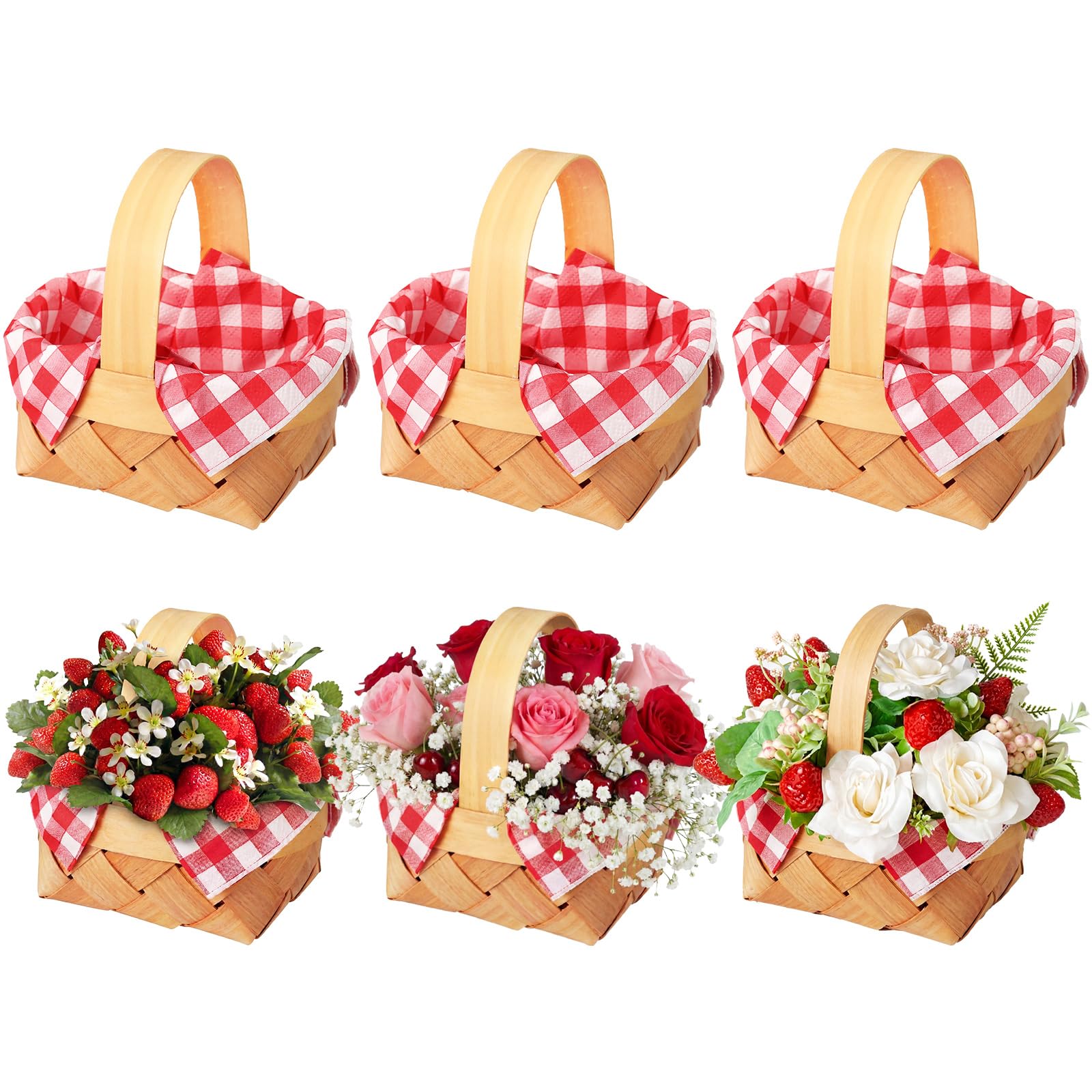 Geelin front packaging showing six mini wood baskets and napkins, attractive presentation