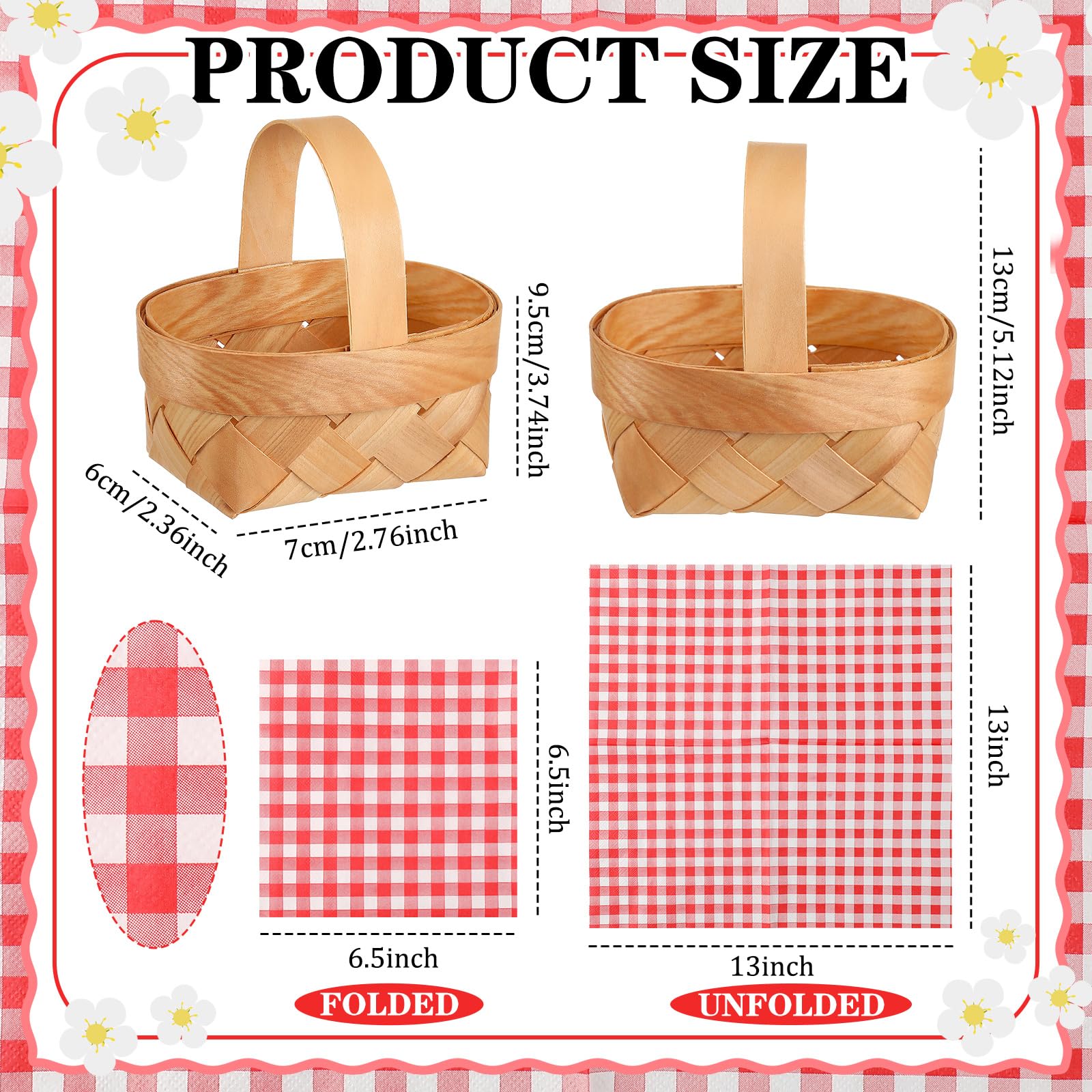 Geelin basket with red and white gingham napkin inside, adds classic style